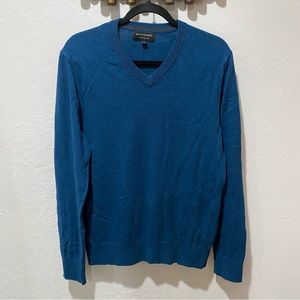 Banana Republic Premium Luxe V-Neck Sweater Size M Dark Green Blue
